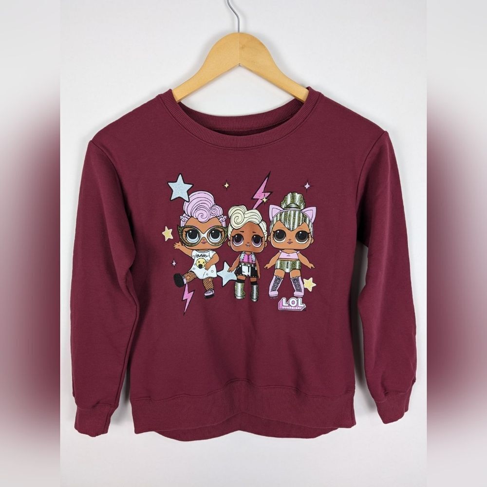 LOL Surprise! Dolls Girls Burgundy Crewneck Sweatshirt Kids Size Large (14)